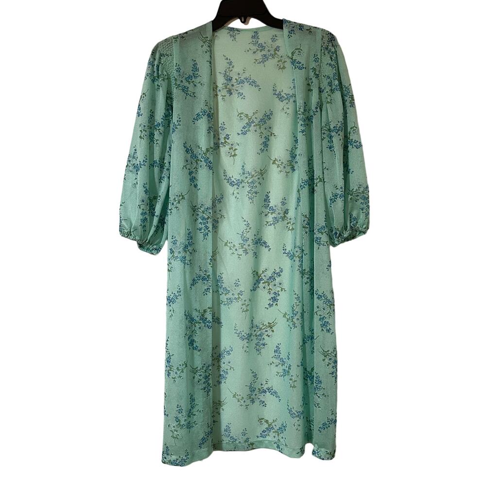 Vintage Blue Floral Robe 60's or 70's One Size